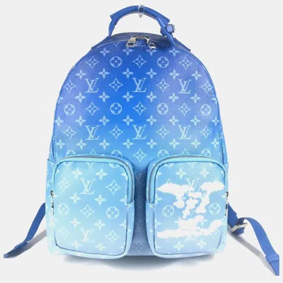 Pre-owned Louis Vuitton Monogram Clouds Multi-pocket Backpack Leather Blue