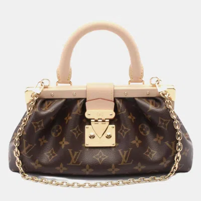 Pre-owned Louis Vuitton Monogram Clutch Handbag Coated Canvas Leather Brown