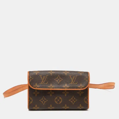 Pre-owned Louis Vuitton Monogram Coated Canvas Pochette Florentine Belt Bag In Brown
