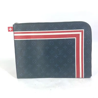 Pre-owned Louis Vuitton Monogram Cobalt Navy Red Color White Clutch Bag ()