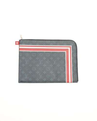 Pre-owned Louis Vuitton Monogram Cobalt Pochette Jour Gm Laptop Case, Size 17-inch In Multi