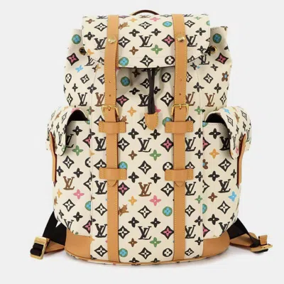 Pre-owned Louis Vuitton Monogram Craggy Christopher Mm Backpack In Vanilla In Multi