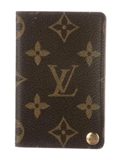 Pre-owned Louis Vuitton Monogram Credit Card Photo Holder In Brown