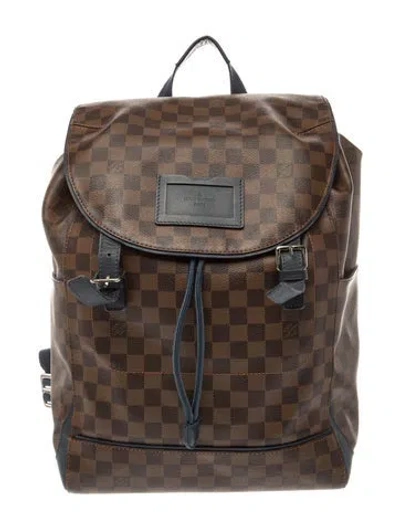Pre-owned Louis Vuitton Monogram Damier Runner Backpack Bag Large In Brown