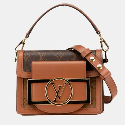 Pre-owned Louis Vuitton Monogram Dauphine Lock Xl Handbag Shoulder Bag Brown Pvc Leather