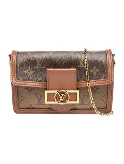 Pre-owned Louis Vuitton Monogram Dauphine Wallet On Chain In Brown