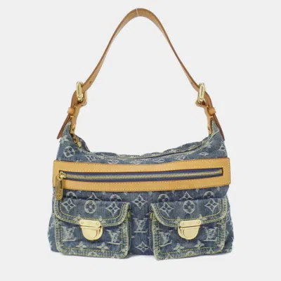 Pre-owned Louis Vuitton Monogram Denim Baggy Pm Shoulder Bag In Blue