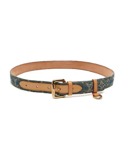 Pre-owned Louis Vuitton Monogram Denim Belt, Size 80