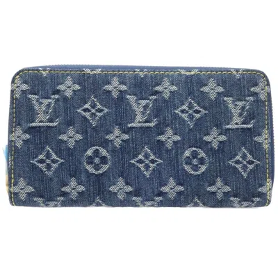 Pre-owned Louis Vuitton Monogram Denim Blue Monogram Monogram Denim Long Bill Wallet (bi-fold) () In Blue, Monogram