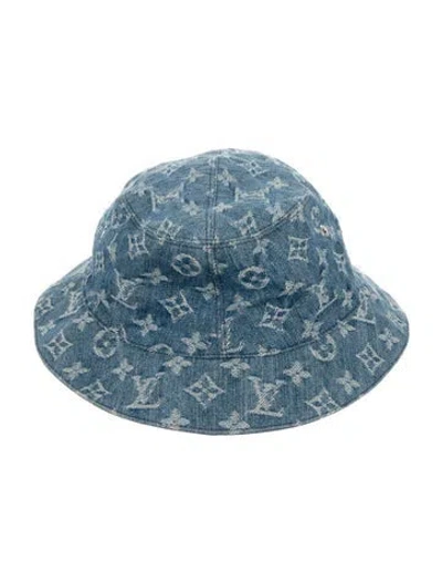 Pre-owned Louis Vuitton Monogram Denim Essential Reversible Bucket Hat In Blue