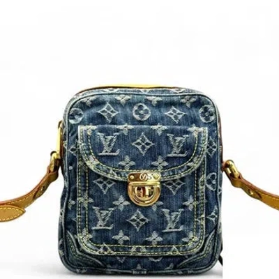 Pre-owned Louis Vuitton Monogram Denim Fairfax Pochette In Blue