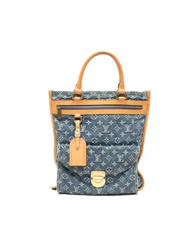 Pre-owned Louis Vuitton Monogram Denim Flat Shopper Bag In Multi