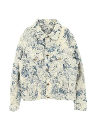 Pre-owned Louis Vuitton Monogram Denim Jacket In White