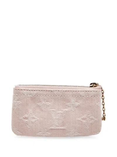 Pre-owned Louis Vuitton Monogram Denim Key Pouch In Pink