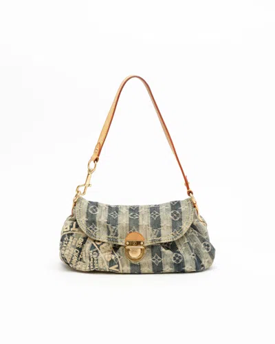 Pre-owned Louis Vuitton Monogram Denim Mini Pleaty Raye Shoulder Bag