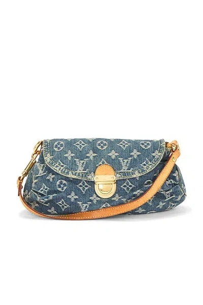 Pre-owned Louis Vuitton Monogram Denim Mini Pleaty Shoulder Bag In Blue