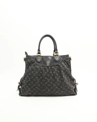 Pre-owned Louis Vuitton Monogram Denim Neo Cabby Gm Bag In Black