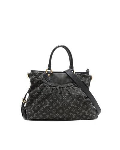 Pre-owned Louis Vuitton Monogram Denim Neo Cabby Mm Bag In Black