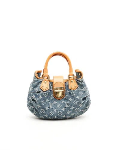 Pre-owned Louis Vuitton Monogram Denim Pleaty Handbag In Blue