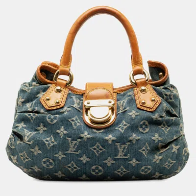 Pre-owned Louis Vuitton Monogram Denim Pleaty Handbag In Blue