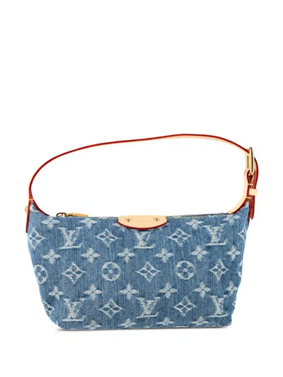 Pre-owned Louis Vuitton Monogram Denim Pochette Bag In Blue