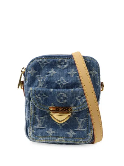 Pre-owned Louis Vuitton Monogram Denim Pochette Fairfax Mini Bag In Blue