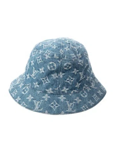 Pre-owned Louis Vuitton Monogram Denim Reversible Bucket Hat In Blue