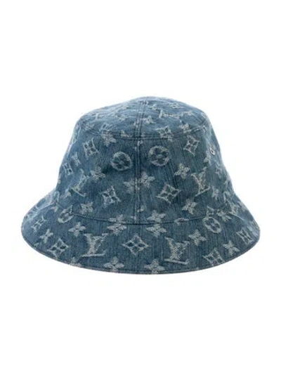 Pre-owned Louis Vuitton Monogram Denim Reversible Bucket Hat In Blue
