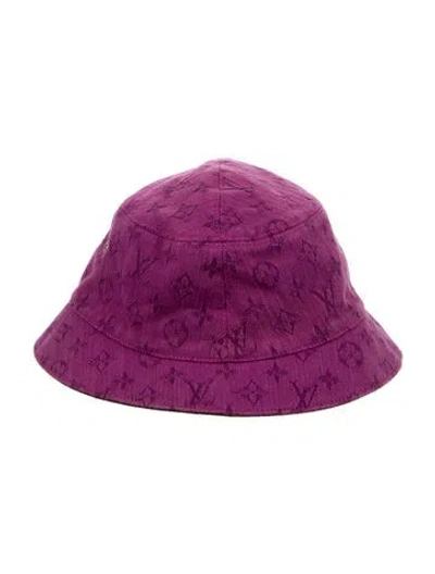 Pre-owned Louis Vuitton Monogram Denim Reversible Bucket Hat In Purple