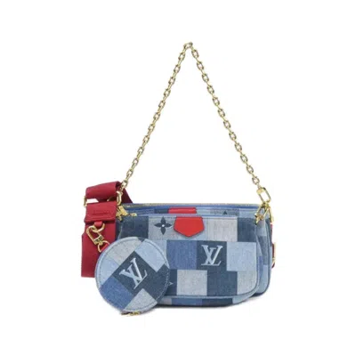 Pre-owned Louis Vuitton Monogram Denim Rouge Canvas Pochette Shoulder Bag () In Red