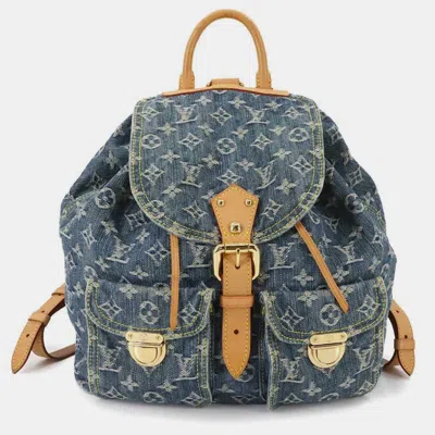 Pre-owned Louis Vuitton Monogram Denim Sac A Dos Gm Backpack Blue