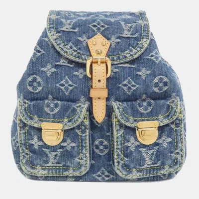 Pre-owned Louis Vuitton Monogram Denim Sac Ado Pm Backpack In Blue