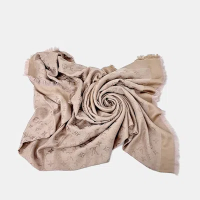 Pre-owned Louis Vuitton Monogram Denim Shawl In Sand