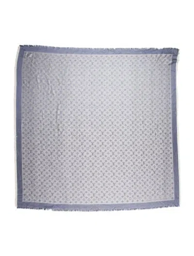 Pre-owned Louis Vuitton Monogram Denim Shawl Silk Shawl In Blue