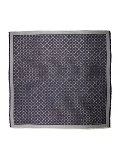 Pre-owned Louis Vuitton Monogram Denim Silk Shawl In Blue