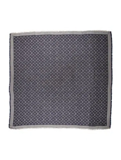 Pre-owned Louis Vuitton Monogram Denim Silk Shawl In Blue