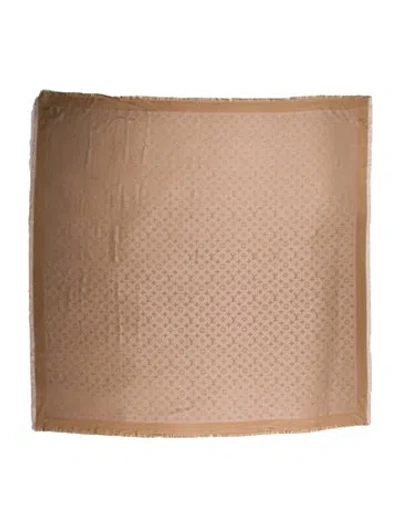 Pre-owned Louis Vuitton Monogram Denim Silk Shawl In Neutral