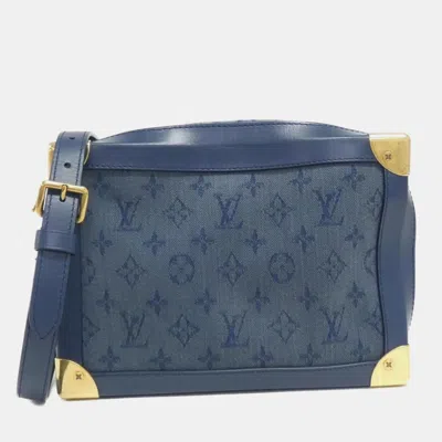 Pre-owned Louis Vuitton Monogram Denim Soft Trunk Shoulder Bag In Blue