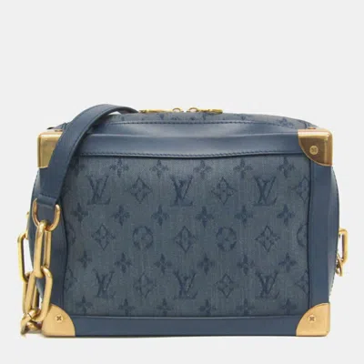 Pre-owned Louis Vuitton Monogram Denim Soft Trunk Shoulder Bag Blue