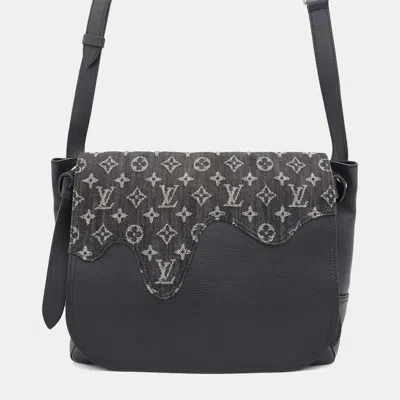 Pre-owned Louis Vuitton Monogram Denim Taurillon Leather Busus Tokyo Black Nigo Collaboration