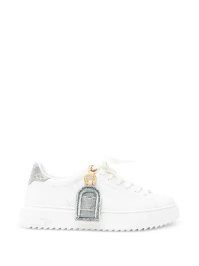 Pre-owned Louis Vuitton Monogram Denim Time Out Sneakers In White