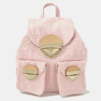 Pre-owned Louis Vuitton Monogram Denim Venice Backpack Pink