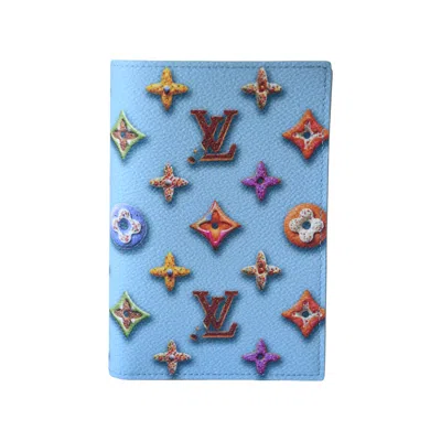 Pre-owned Louis Vuitton Monogram Donuts Passport Cover Blue