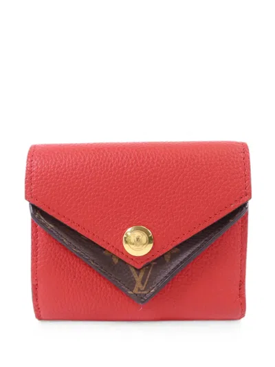 Pre-owned Louis Vuitton Monogram Double V Wallet In Red