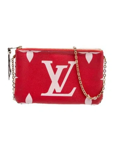 Pre-owned Louis Vuitton Monogram Double Zip Pochette In Red