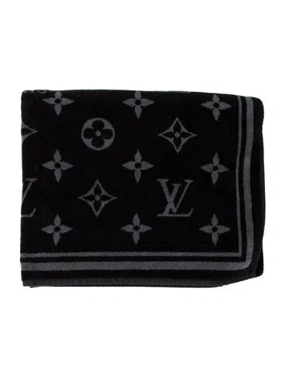 Pre-owned Louis Vuitton Monogram Eclipse Beach Towel In Black