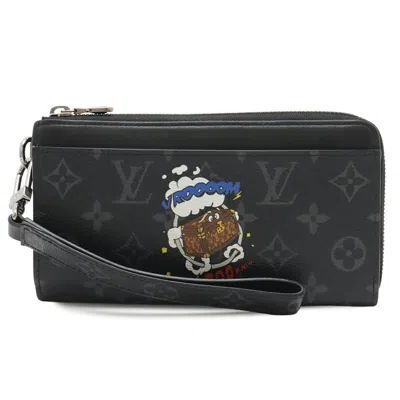 Pre-owned Louis Vuitton Monogram Eclipse Black Gray Monogram Eclipse Leather Coin Purse/coin Case () In Black, Gray