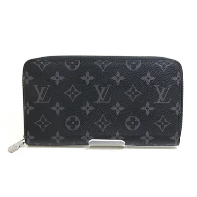 Pre-owned Louis Vuitton Monogram Eclipse Black Gray Monogram Eclipse Long Wallet (bi-fold) () In Multi