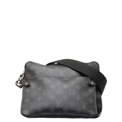 Pre-owned Louis Vuitton Monogram Eclipse Black Gray Pvc Leather Pouch Shoulder Bag () In Black, Gray