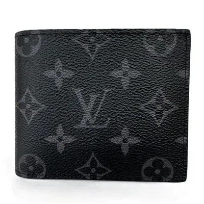 Pre-owned Louis Vuitton Monogram Eclipse Black Leather Wallet (bi-fold) ()